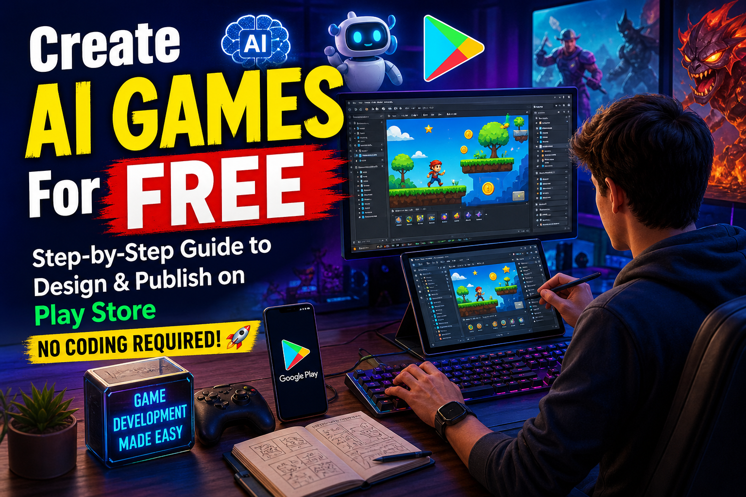 Best Free AI Game Design Guide – Create & Publish on Play Store